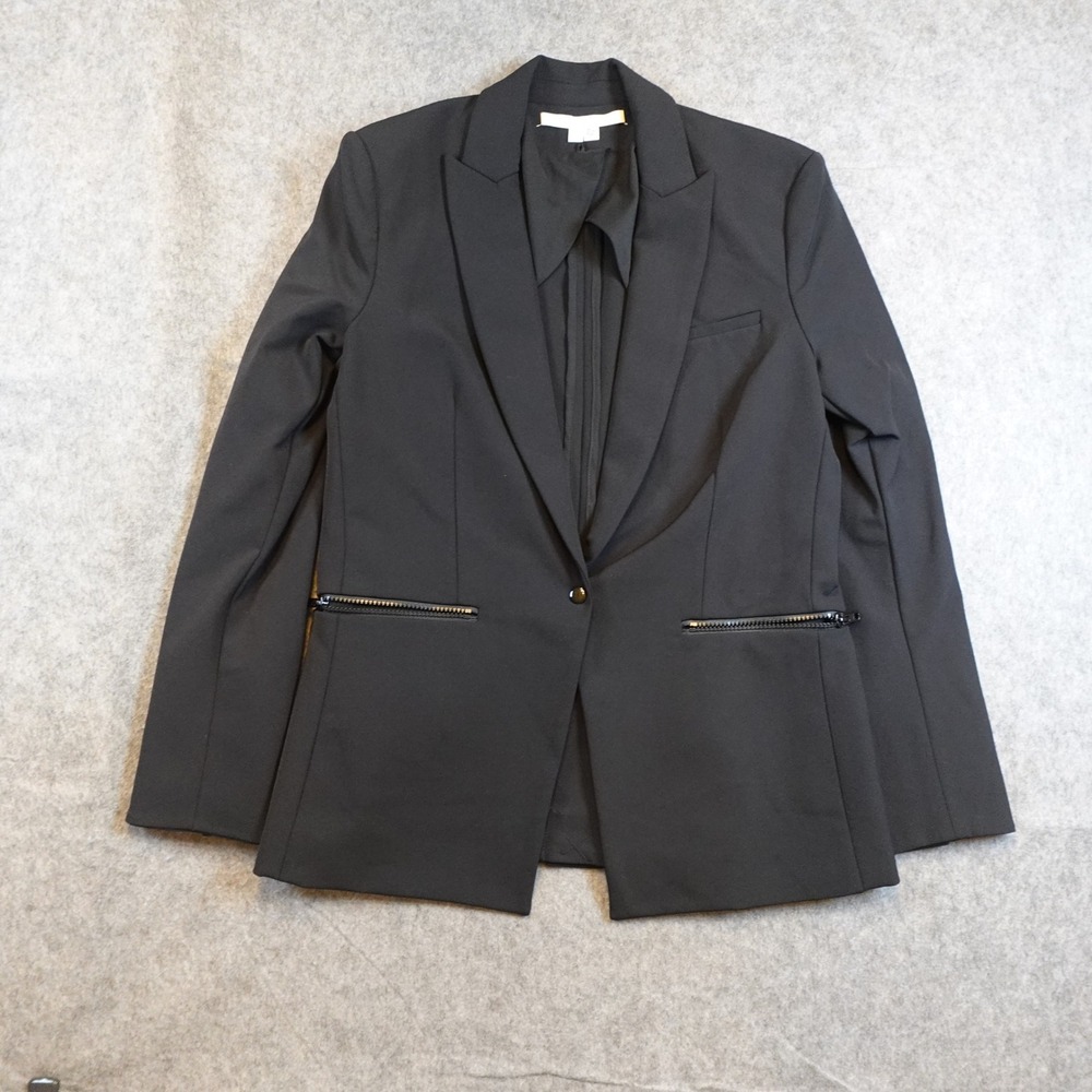 Veronica Beard Blazer Womens 8 Black Iconic Scuba Dickey Jacket One Button - Picture 2 of 12